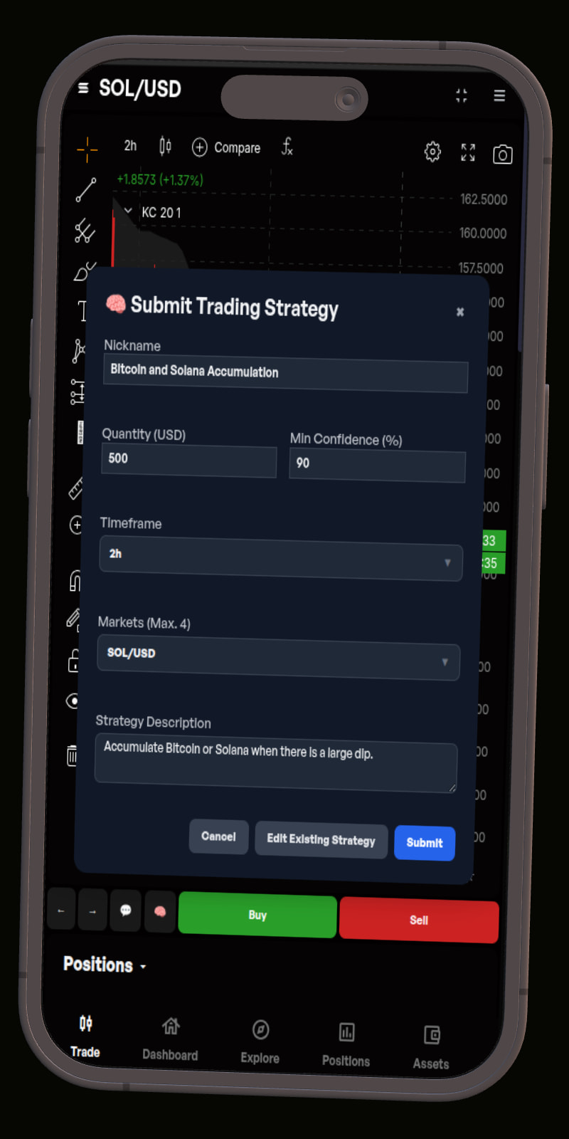 Trading platform dashboard interface