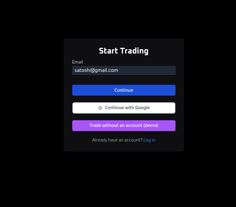 Account creation interface showing signup form