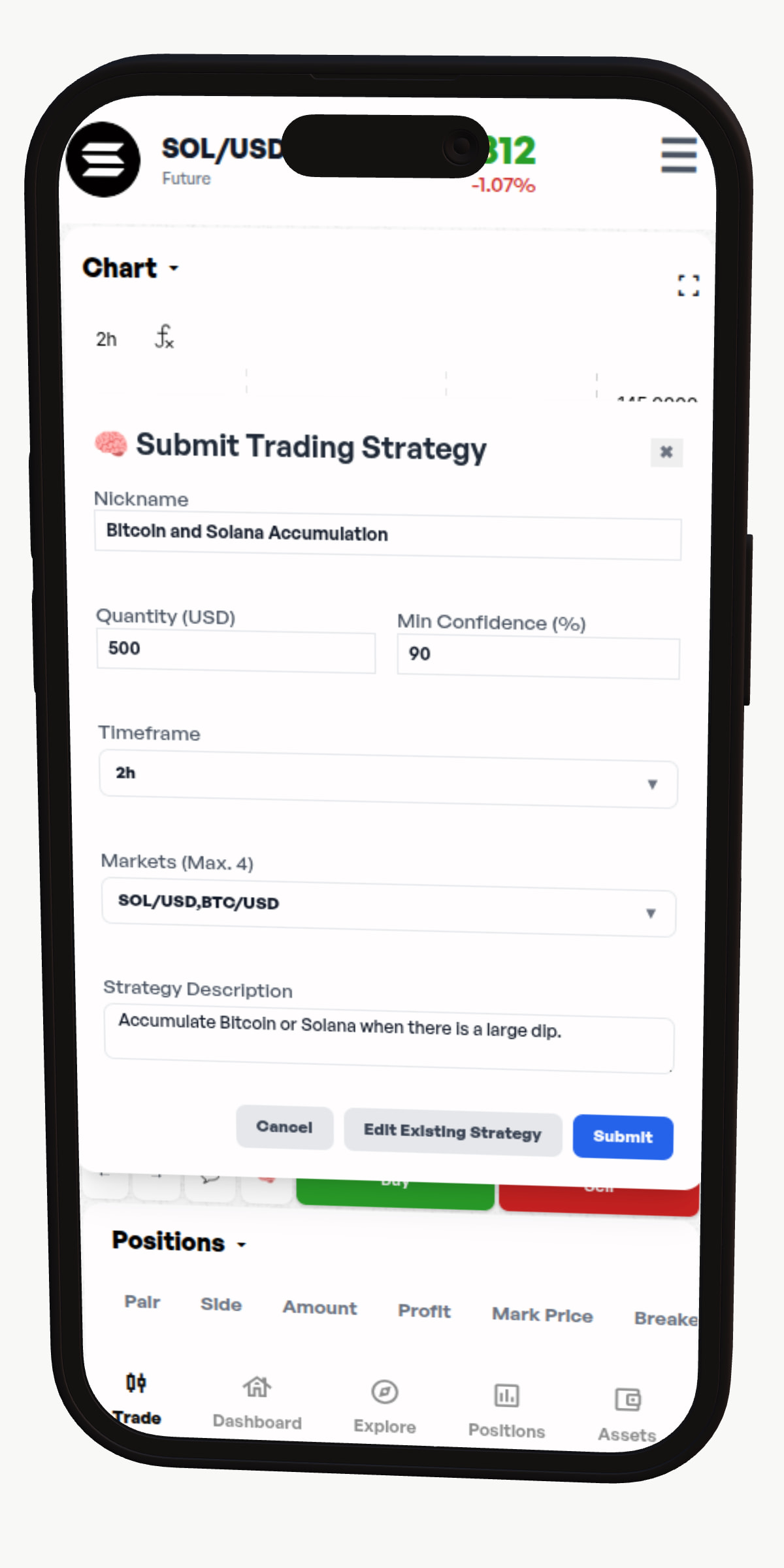 Trading platform dashboard interface