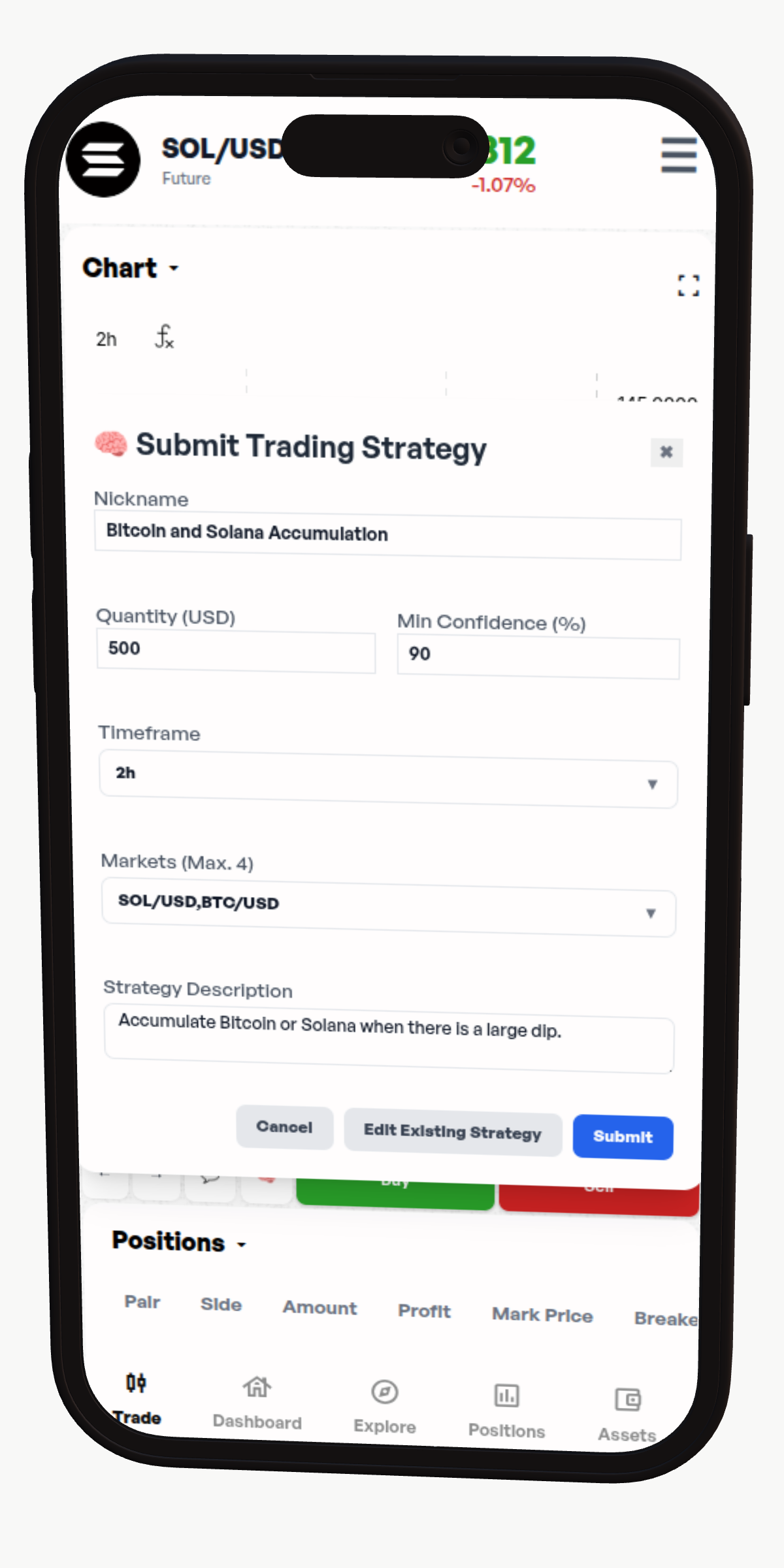 Trading platform dashboard interface