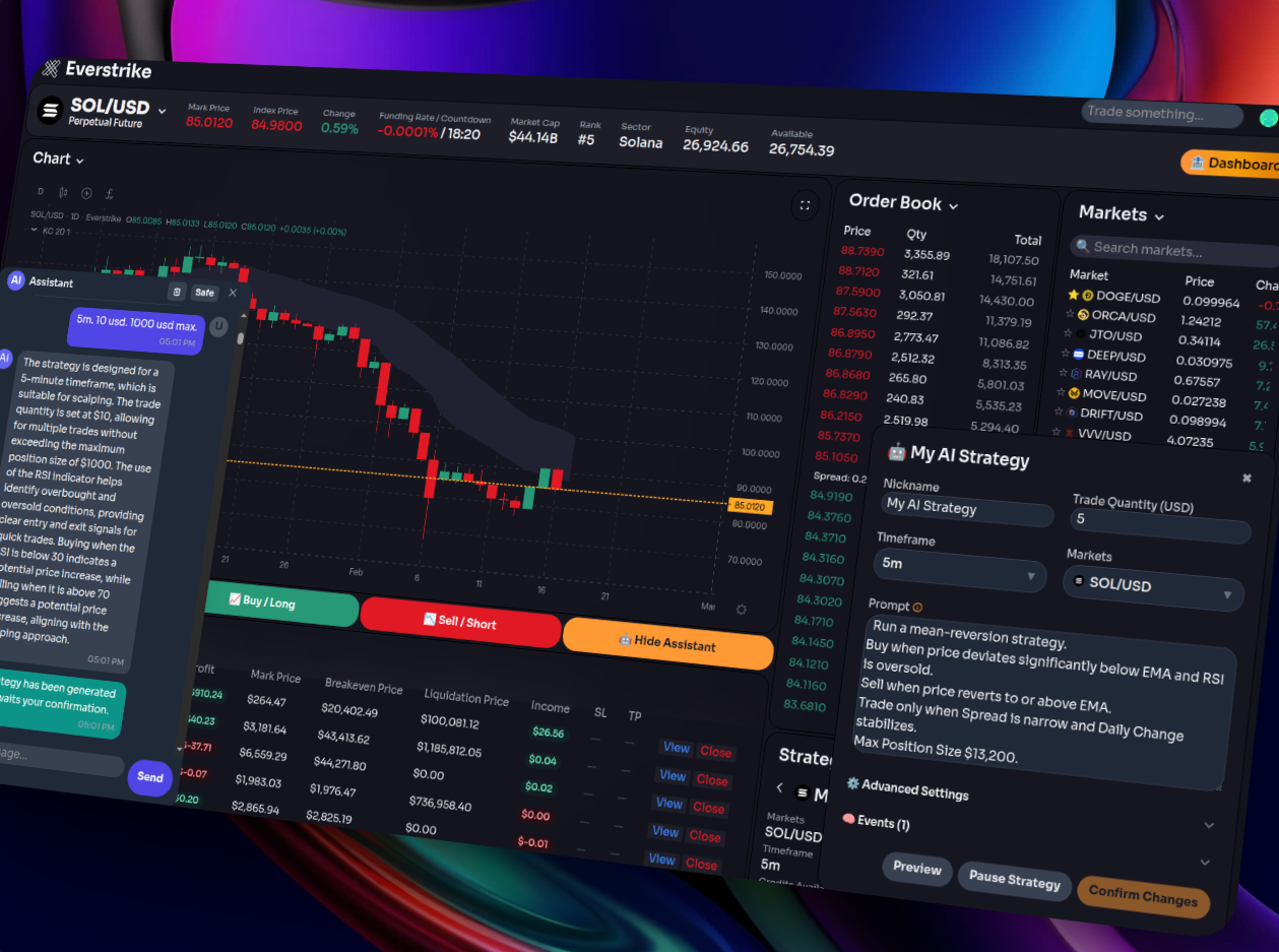 Trading platform dashboard interface (dark mode)